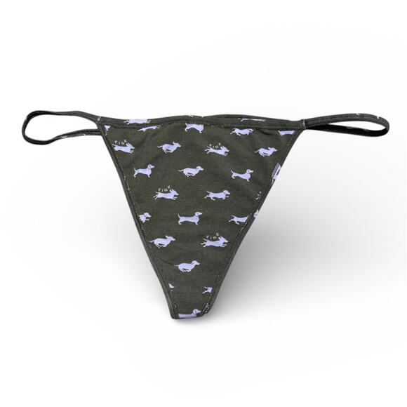 Victoria's Secret Other - Victoria's Secret Cotton V-String Panty Casual New Olive Dog Print XXL NWT Green